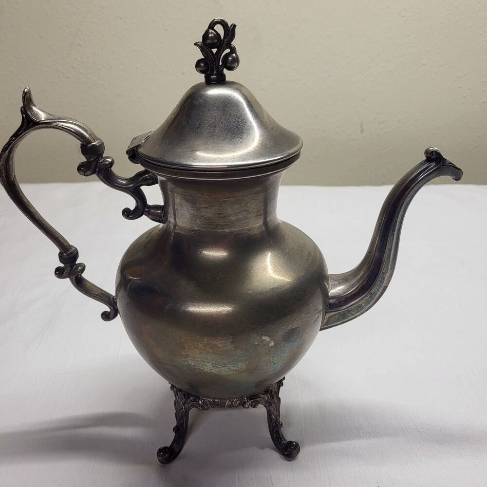 Antique Birmingham Silver Footed Coffee/Teapot BSC Silver On Copper